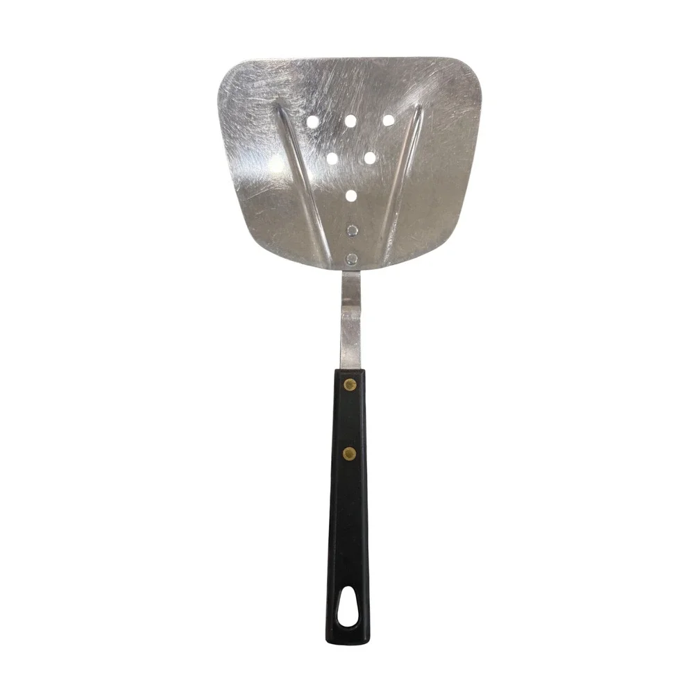 Vintage Stainless Steel Slotted Turner Spatula Black Handle USA Kitchen Tool‎